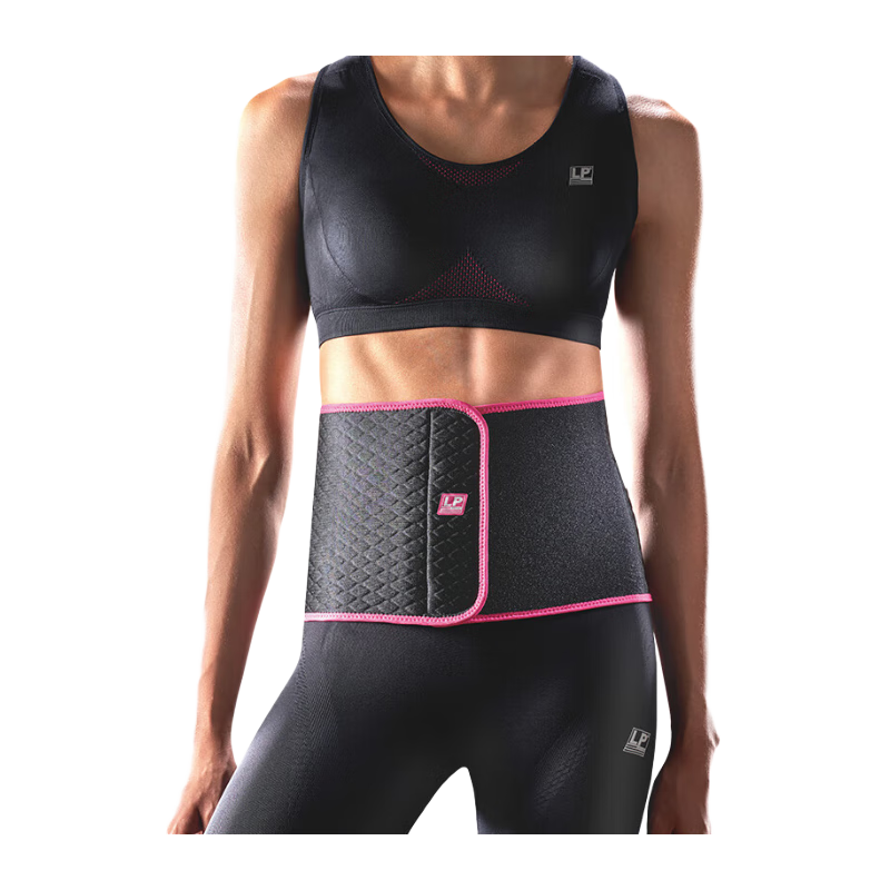 LP 593CA Sports Fitness Waist Support Belt for Women, Abdominal Compression Band, Waist Trimmer for Running, Yoga, Dance, Black And Red Color