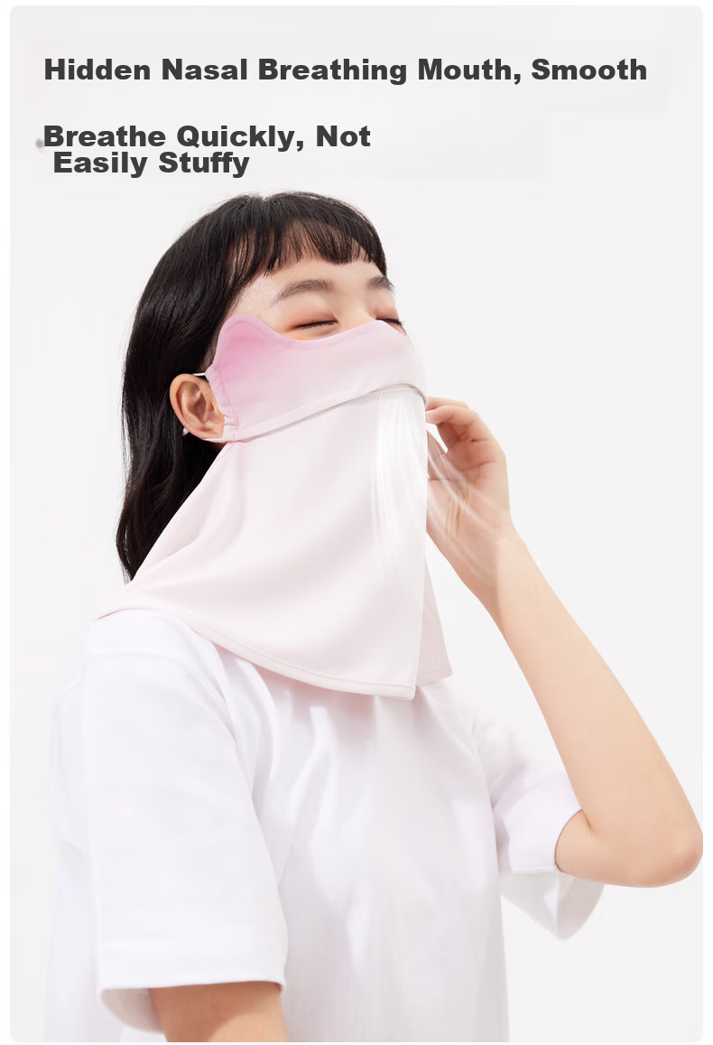 BWNK Sun Protection Face Mask for Women, Outdoor Cycling Mask, Ice Silk Breathable Ear-Loop Face Covering, Face Shield, Sun Protection, Eye Corner Guard, Thin Face Mask 10