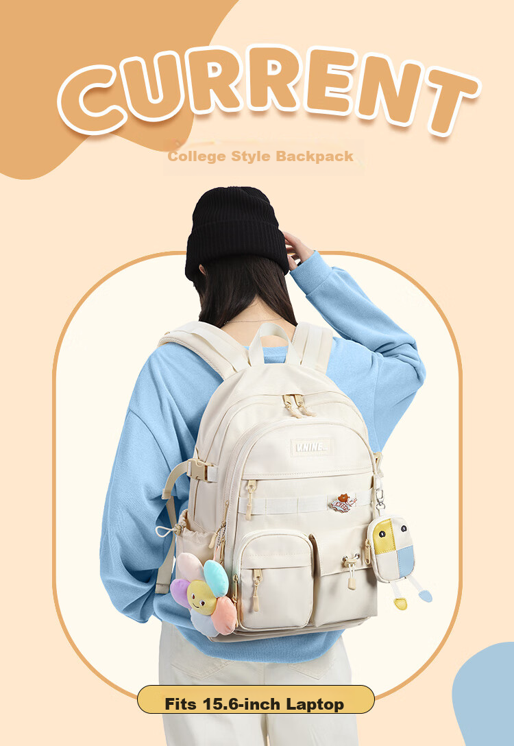 V.NINE Backpack for Middle And High School Students, Unisex Laptop Bag 14/15.6 Inch, College Student Travel Backpack 2