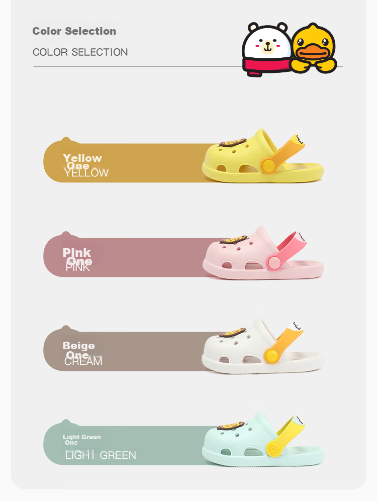 B.Duck Children's Slippers, Boys' Sandals, Kids' Clogs, Girls' Shoes, Home Slippers, BY1310909, Yellow, Size 32 4