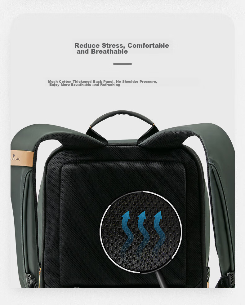Echolac Backpack, Large Capacity Expandable Laptop Bag, Travel Backpack, Gift for Boyfriend, CKP658 Army Gree 15