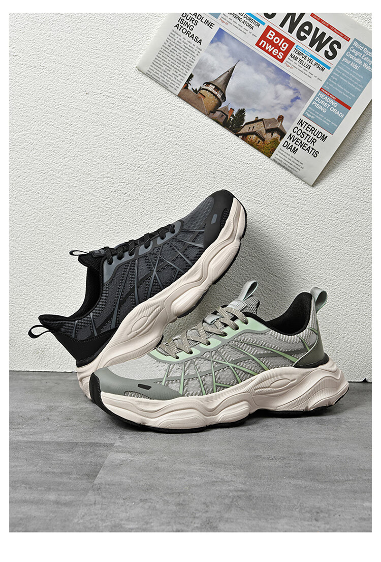 Aokang Men's Versatile Mesh Dad Shoes Sneakers Height-Increasing Casual Shoes for Men, Black, Size 40 2