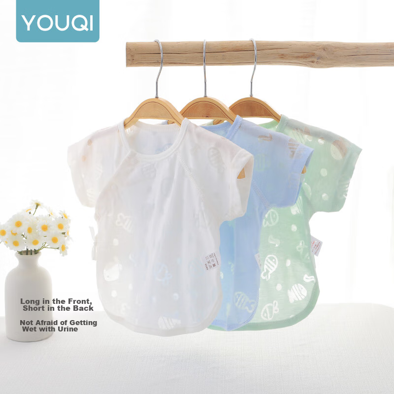 Youqi Newborn Baby Clothes, Half-Back Shirt for Infants, Summer Style, Baby Top, Thin Summer Clothing, Monk Robe, Summer Outfit