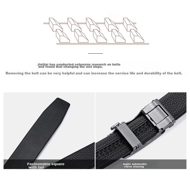Goldlion Men's Automatic Buckle Belt, Business Waistband Gift Box, Top-Grain Leather Fashion Trouser Belt, Birthday Gift 11