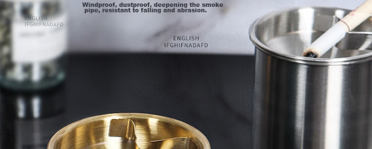 Jidukongjian Thickened Windproof And Ash-Proof Stainless Steel Ashtray, Home Office Desk Decoration, Dark Gree 2
