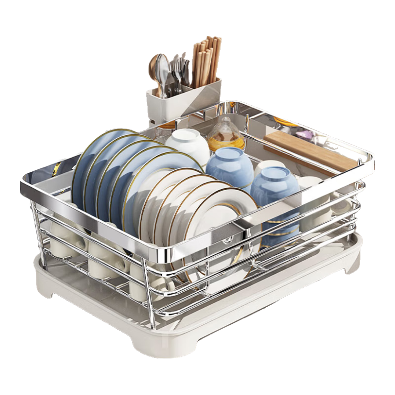 YOUQIN Bowl And Plate Draining Rack, Stainless Steel Kitchen Drainer Basket Storage Rack for Bowls, Chopsticks And Dishes