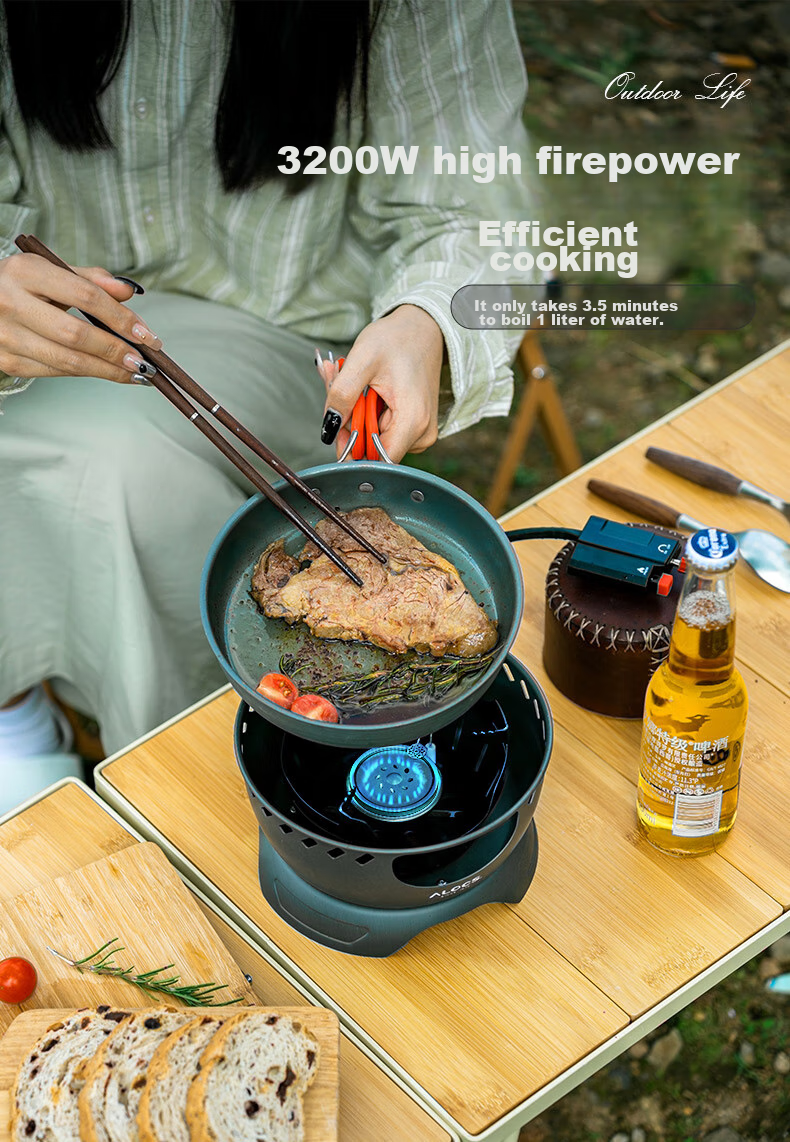 ALOCS Outdoor Portable Stove, Snow Stove for Camping, Alcohol Stove, Tea Brewing Stove, Charcoal Stove, Multi-Functional Gas Stove for Outdoor Use 4