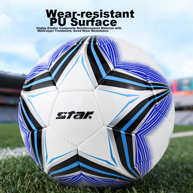 Star Soccer Ball Size 5 for Adults And Youth, Competition Training Standard Ball, Durable PU Hand-Stitched SB4125C