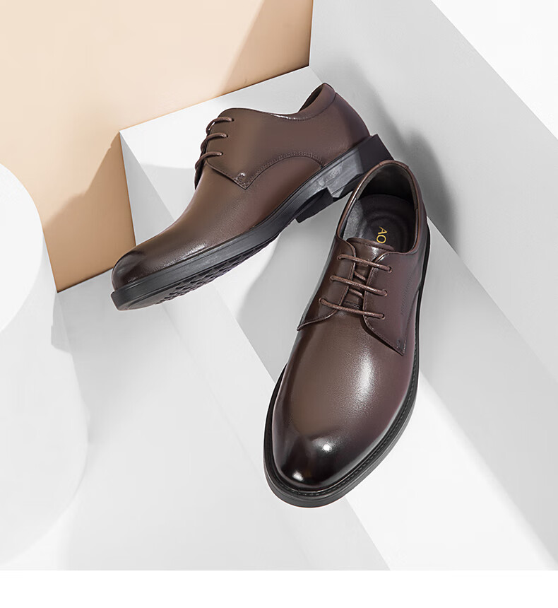 Aokang Business Formal Leather Derby Shoes Lightweight Luxury Wedding Shoes Black Size 39 12