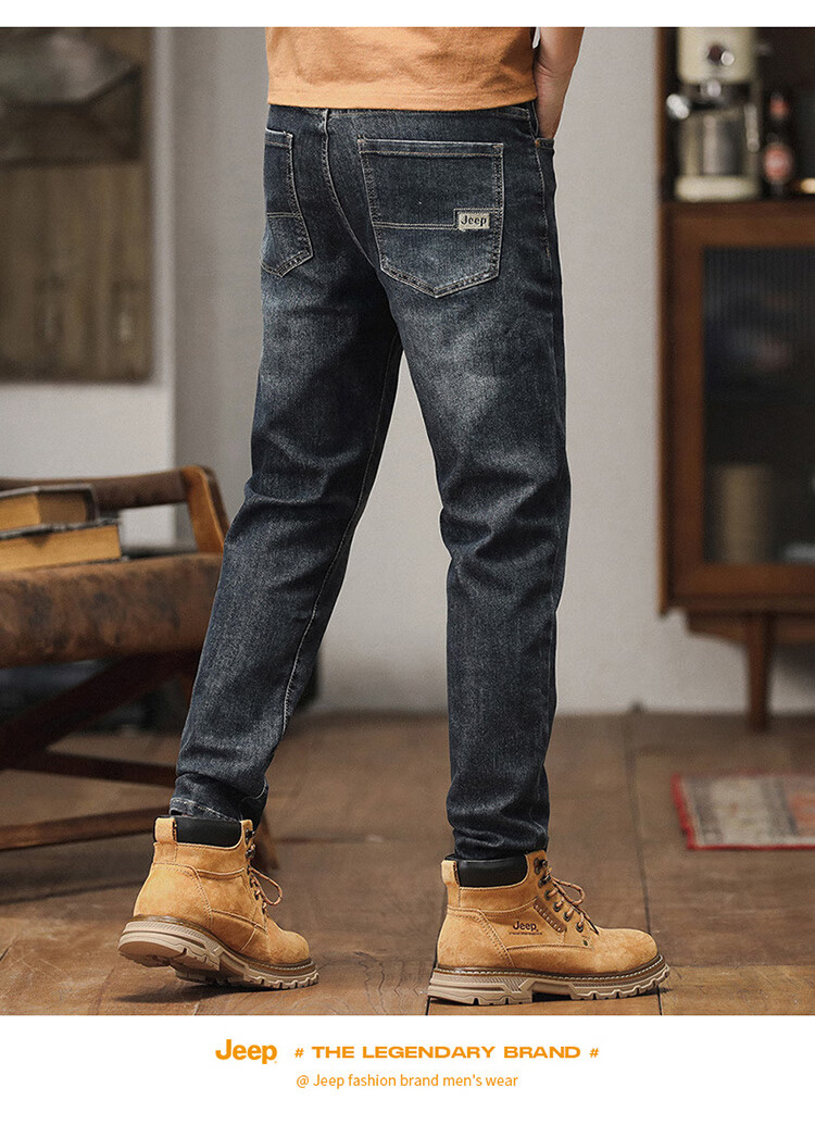 JEEP Men's Jeans, Spring And Autumn Straight-Leg Loose Casual Pants, Versatile Long Trousers for Men, Blue, Size 30 4