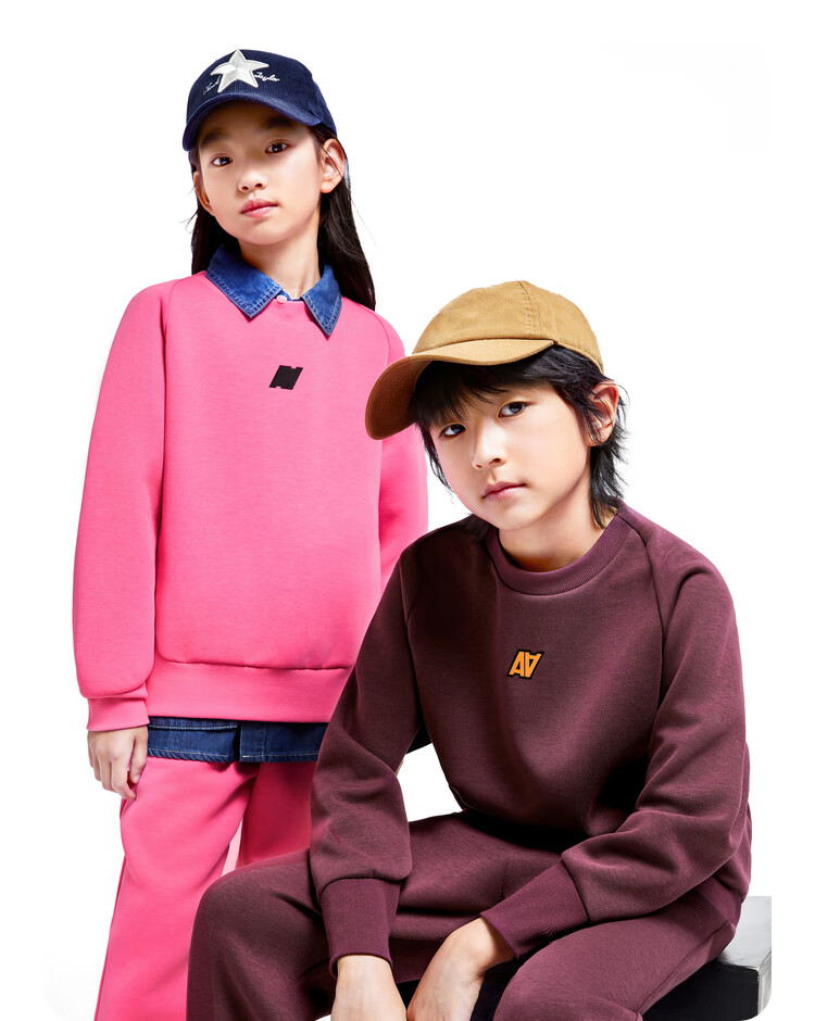 Annil Children's Clothing, Boys And Girls Round Neck Sweatshirt Set, 2024 Autumn New Fashion Warm Style, Athletic Purple, Size 110 8