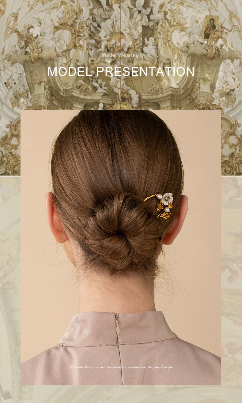 Cercoo Vintage Tribute Series U-Shaped Hair Clip, Women's Hair Bun, Inverted Comb, Hair Accessory, Elegant And Graceful Hair Ornament 4