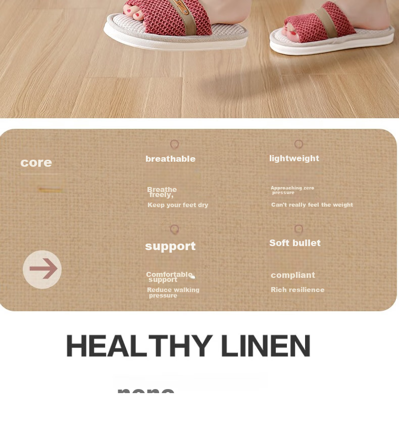 Huili Linen Slippers for Men And Women, Sweat-Absorbing And Breathable Home Shoes, Indoor All-Season Floor Slippers HL0215 Pink Size 40-41 1