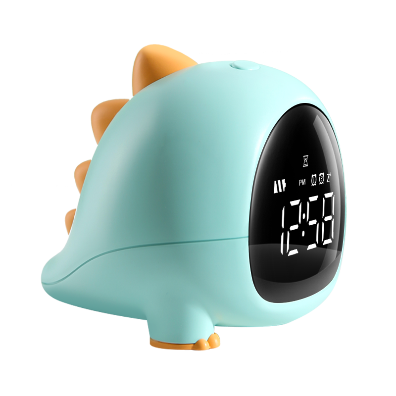 Mashi Alarm Clock for Children And Students, Wake-Up Aid with Countdown Timer, Cartoon Music Alarm, New Year Dinosaur Alarm, Matcha Green Gift