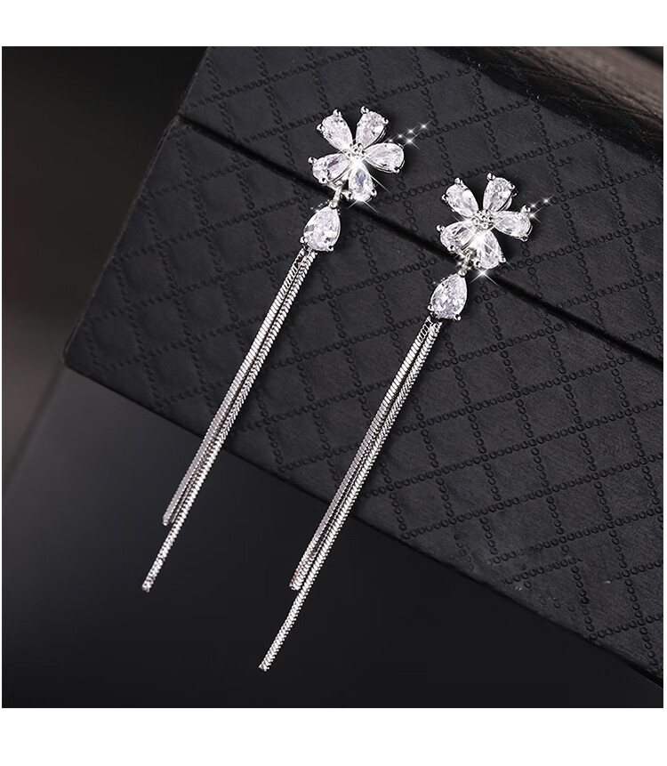 Dijing 925 Silver Long Tassel Earrings, Hoop Earrings, New Style Studs, Birthday Gift for Women, Present for Girlfriend 7
