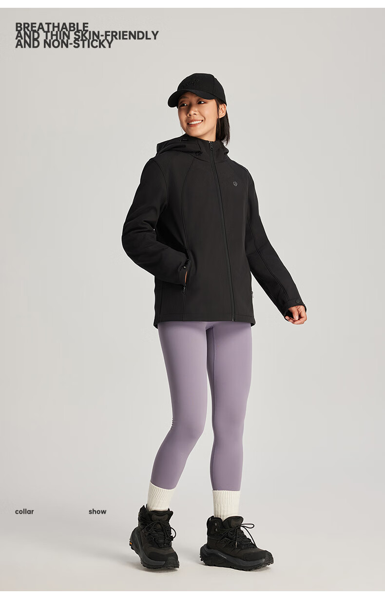 TECTOP Soft Shell Jacket, Fashionable Windproof Breathable Wear-Resistant Coat, Hooded Sports Windbreaker, Cloud Ink Black, M 30