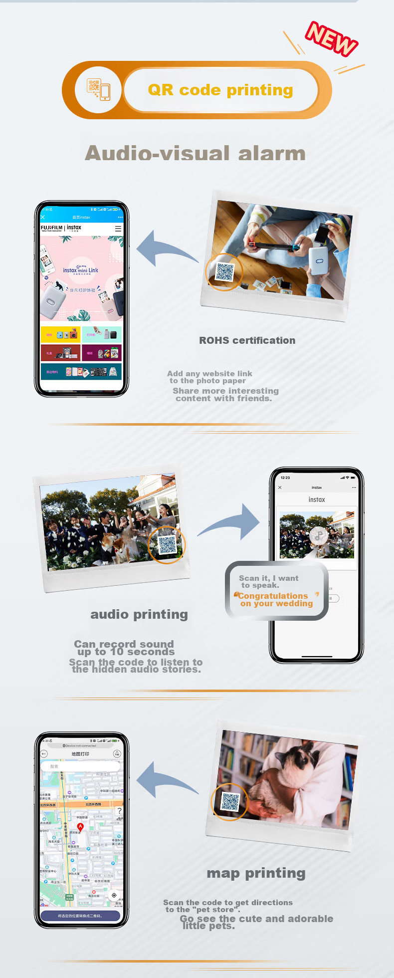 INSTAX Fuji INSTAX Link WIDE Instant Camera, Smartphone Photo Printer, Mocha Gray, Wide Format Double Pack Photo Paper Set 3