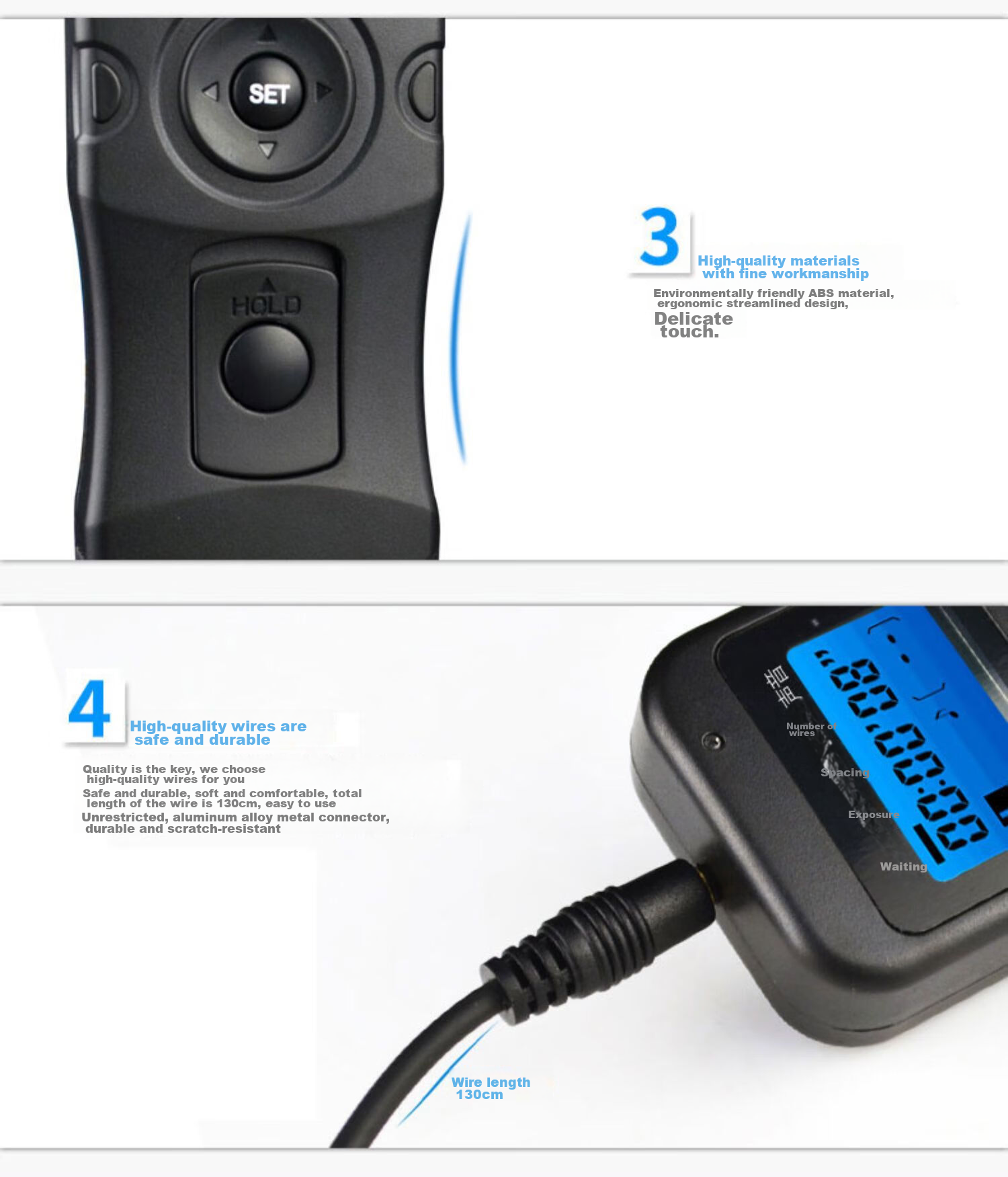 Sidande 7100N1 Timer Cable, DSLR Camera Remote Control, Delay Photography Anti-Shake, Suitable for Nikon D850, D810, D800, D700, D500, D300, D3 14