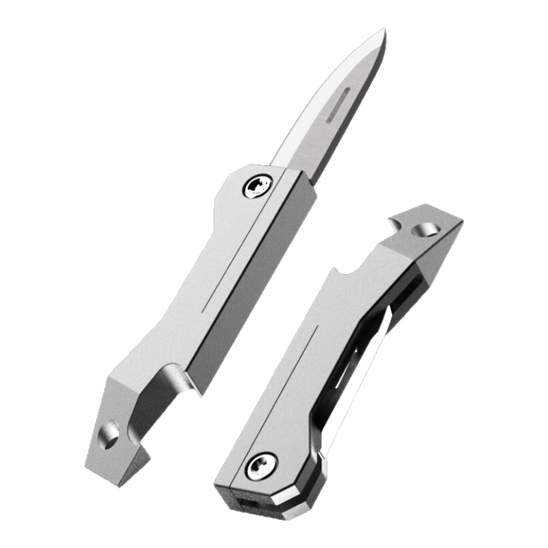 Laiben Titanium Alloy Car Keychain for Men with Small Folding Knife, Self-Defense Portable Key Pendant