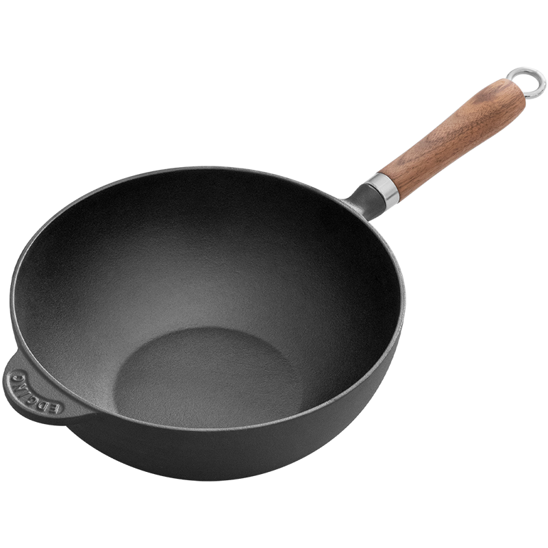 Dianjiang Small Wok Cast Iron Pan Baby Food Pot Thick Non-Coated Raw Iron Stir-Fry Pan Flat Bottom Cast Iron Pan 24cm