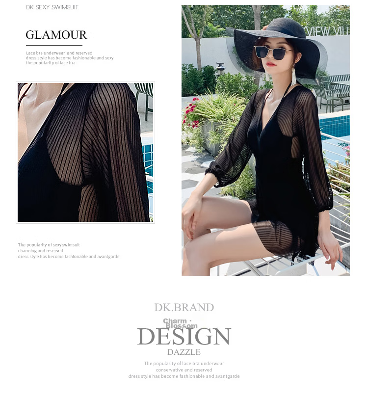 DK Swimsuit for Women, Sexy Small Chest Push-Up Conservative Tummy-Covering Slimming Korean Hot Spring One-Piece Swimwear, Black, L 7