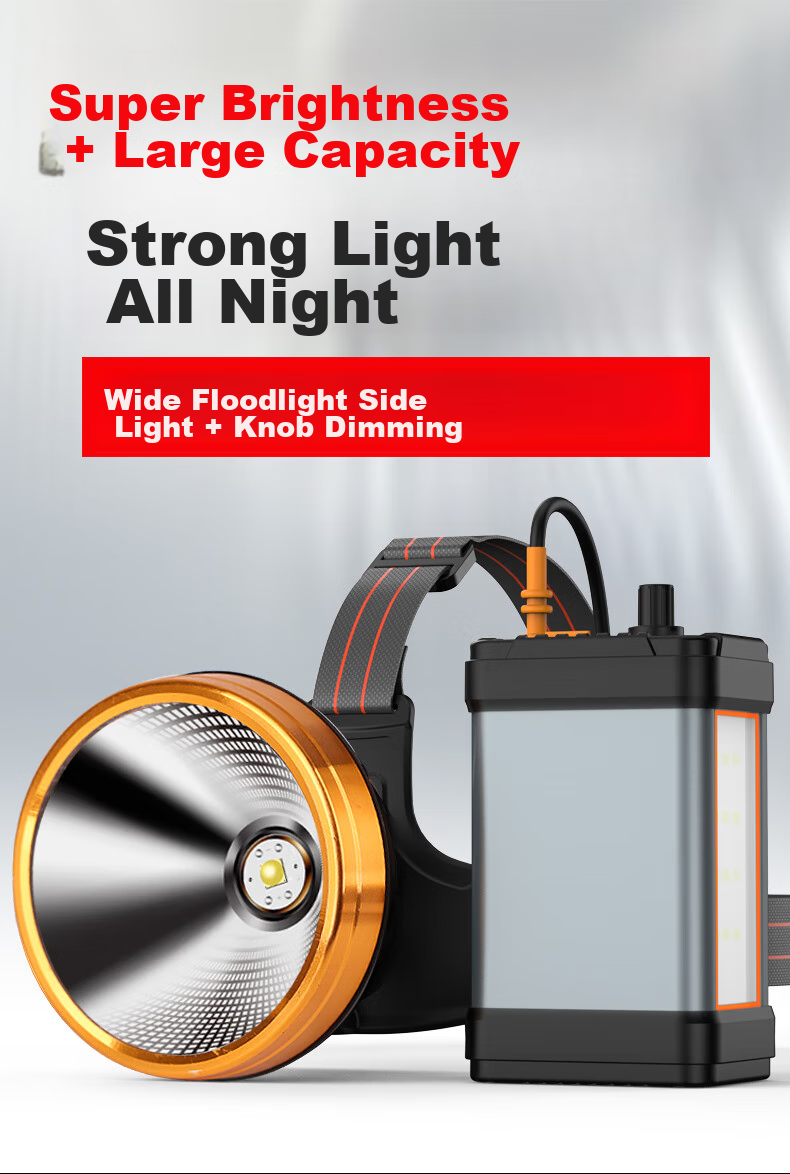 Guangmingdajiang Rechargeable High-Intensity Headlamp with Separate Beam, Long Battery Life, Outdoor Mining Light with Side Lights G39-Yellow Light 1