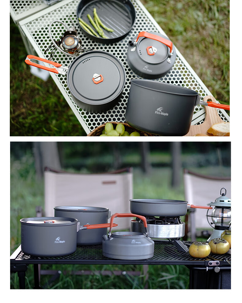 FIRE-MAPLE Feast of The Gods Special Edition 4-Piece Pot Set L Size Storage Bag with Burner, Self-Driving Camping Outdoor Camping Complete Equipment Set 15
