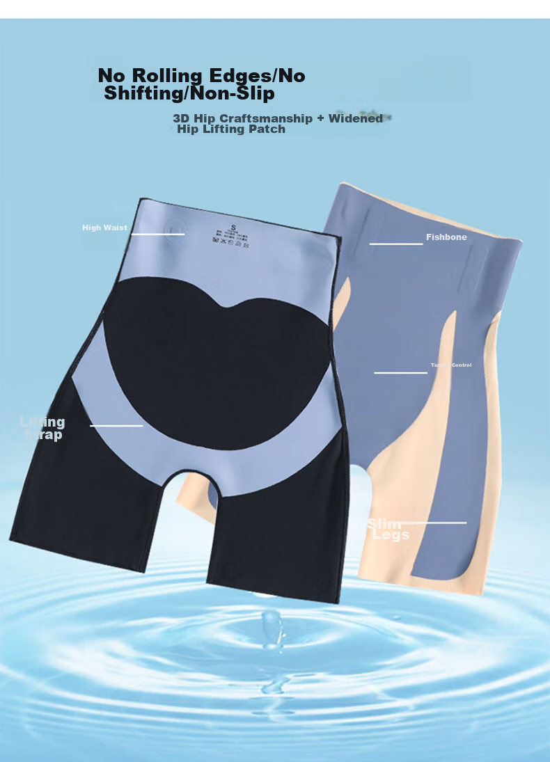 LangSha High-Waisted Tummy Control And Butt-Lifting Shorts for Women, Thin Seamless Shark-Shaped Floating Safety Shorts, Knee-Length Undershorts 9