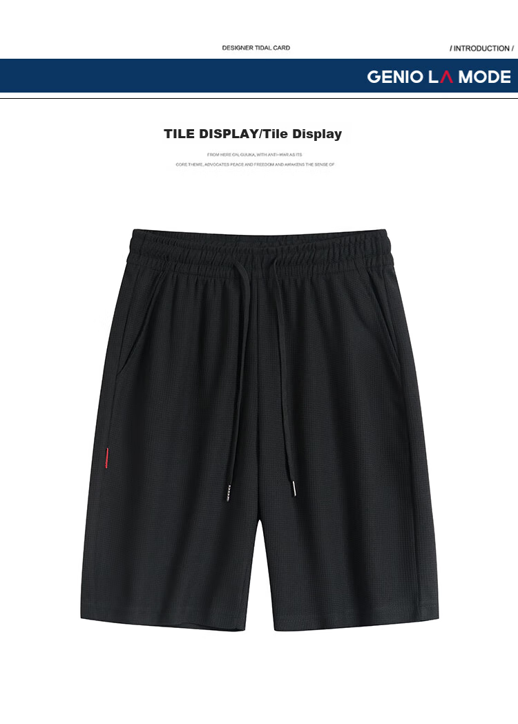 GENIOLAMODE Men's Shorts, Everyday Basic Solid Color, Drawstring, Loose Fit, Casual Comfortable Versatile Five-Point Pants 7