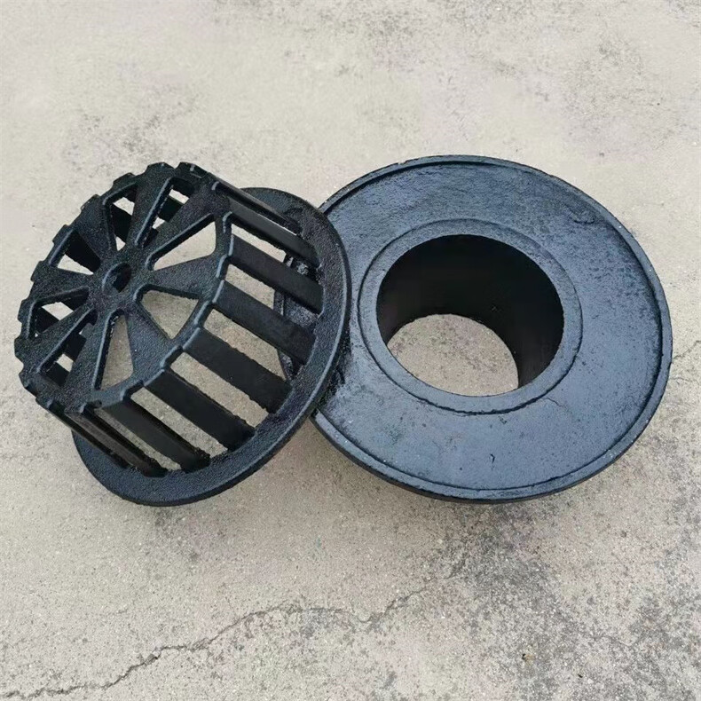 铸铁地漏110屋顶雨水斗落水头dn100管道网球等 160管圆形地漏喷黑防腐