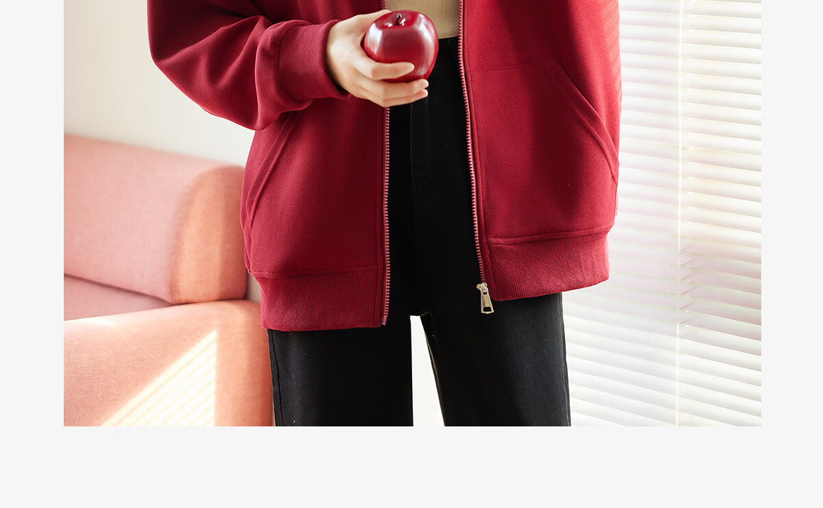 Halo Queen Women's Hoodie Jacket, Zip-Up Sweatshirt, New Year Red Outfit Top H143U1004 1
