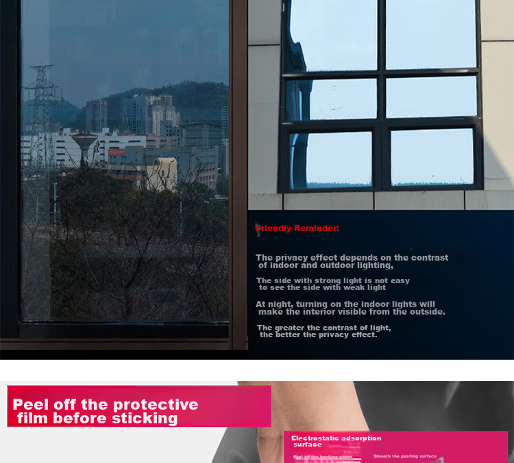 Fuju Adhesive Heat Insulation Sunscreen Privacy Window Film Blackout 60x200cm 4