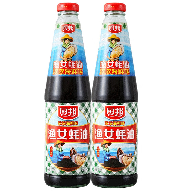 厨邦渔女蚝油 700g*2瓶 【0脂肪】 优质蚝汁 炒蘸拌烤提鲜调料自营