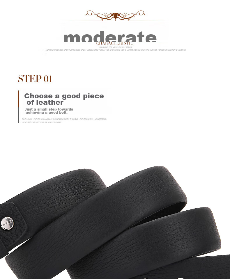 ELLE HOMME Men's Belt, Top-Grain Leather Pin Buckle Waistband with Stainless Steel Buckle, Formal Trouser Belt, Birthday Gift for Me 2