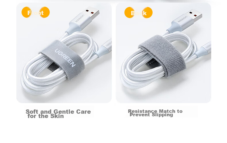 UGREEN Velcro Cable Ties, Self-Adhesive Nylon Zip Ties for Computer Cables, Data Cables, Earphones, Cable Management, No Drilling Required Cable Organizer, No Cutting Needed, 5 Meters Long 10