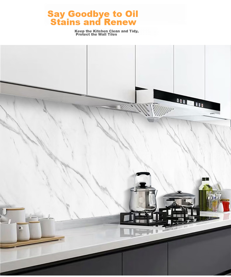 Modouyu Kitchen Oil-Proof Sticker, Cabinet Sink Moisture-Proof Sticker, Tile Renovation Sticker, Marble Countertop Heat-Resistant Protective Film 4