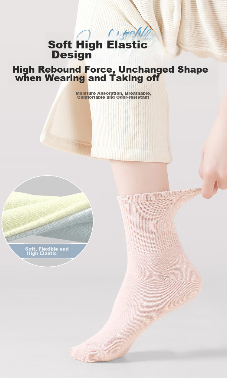 CHUYISHENG Disposable Socks for Children, Travel Spring And Summer Unisex Daily Wear Mid-Calf Socks, Sweat-Absorbing And Breathable 5