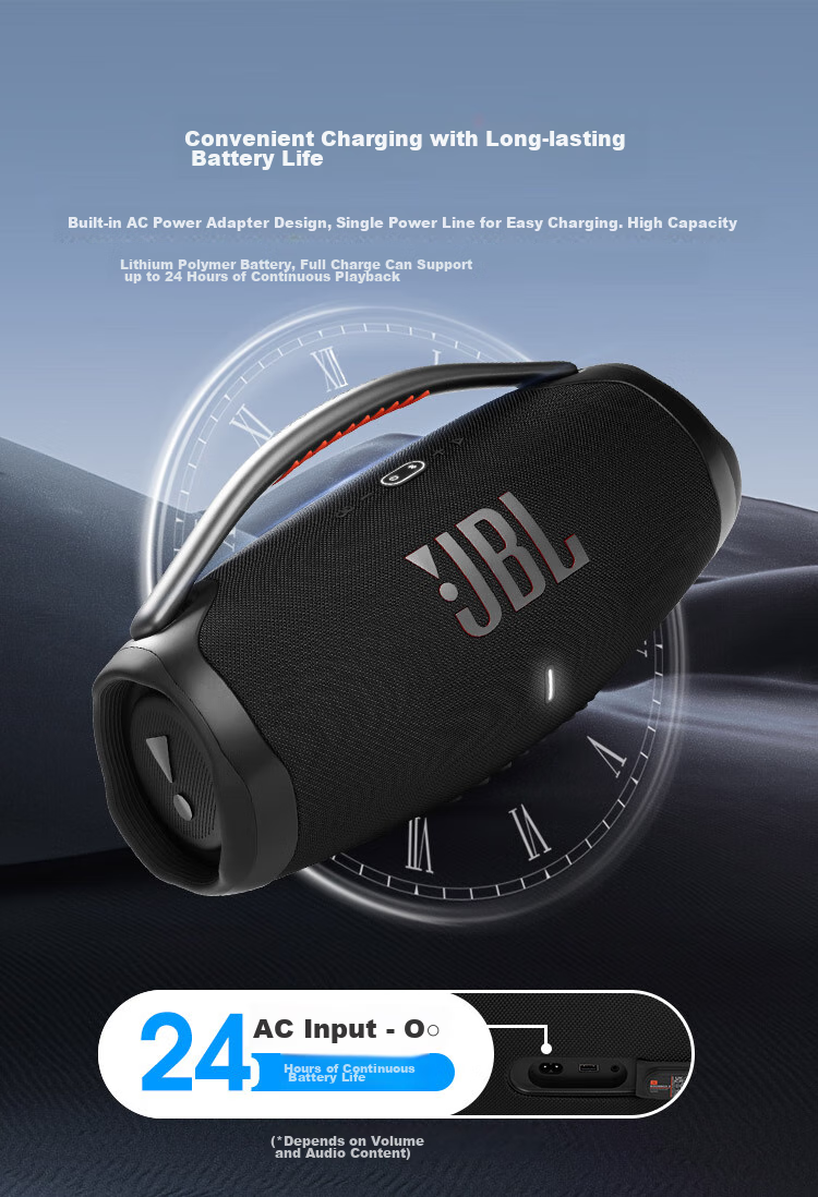 JBL BOOMBOX3 Portable Bluetooth Speaker, Outdoor Square Dance Loudspeaker, IP67 Dust And Water Resistant, HiFi Desktop Speaker 4, Black 4