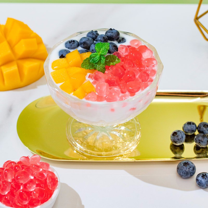 云山半寒天晶球脆波波粉桃味杨枝甘露奶茶免煮珍珠开袋即食甜品啵啵500g