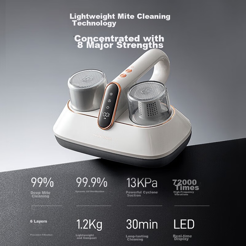 Morphyrichards Dust Mite Remover, Wireless Handheld Bed Mite Remover And Vacuum Cleaner for Home Use, Powerful Beating Dust Mite Removal Machine with UV Light for Bed And Room Disinfection MR3100