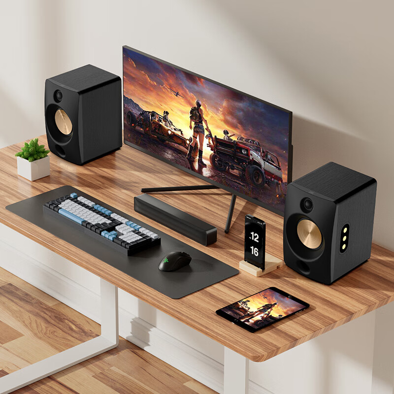 JBL CM500 Bluetooth Speaker, Desktop Computer Speaker, Home Wireless Active Monitor Gaming Speaker for World Cup Viewing, Birthday Gift for Men, Black