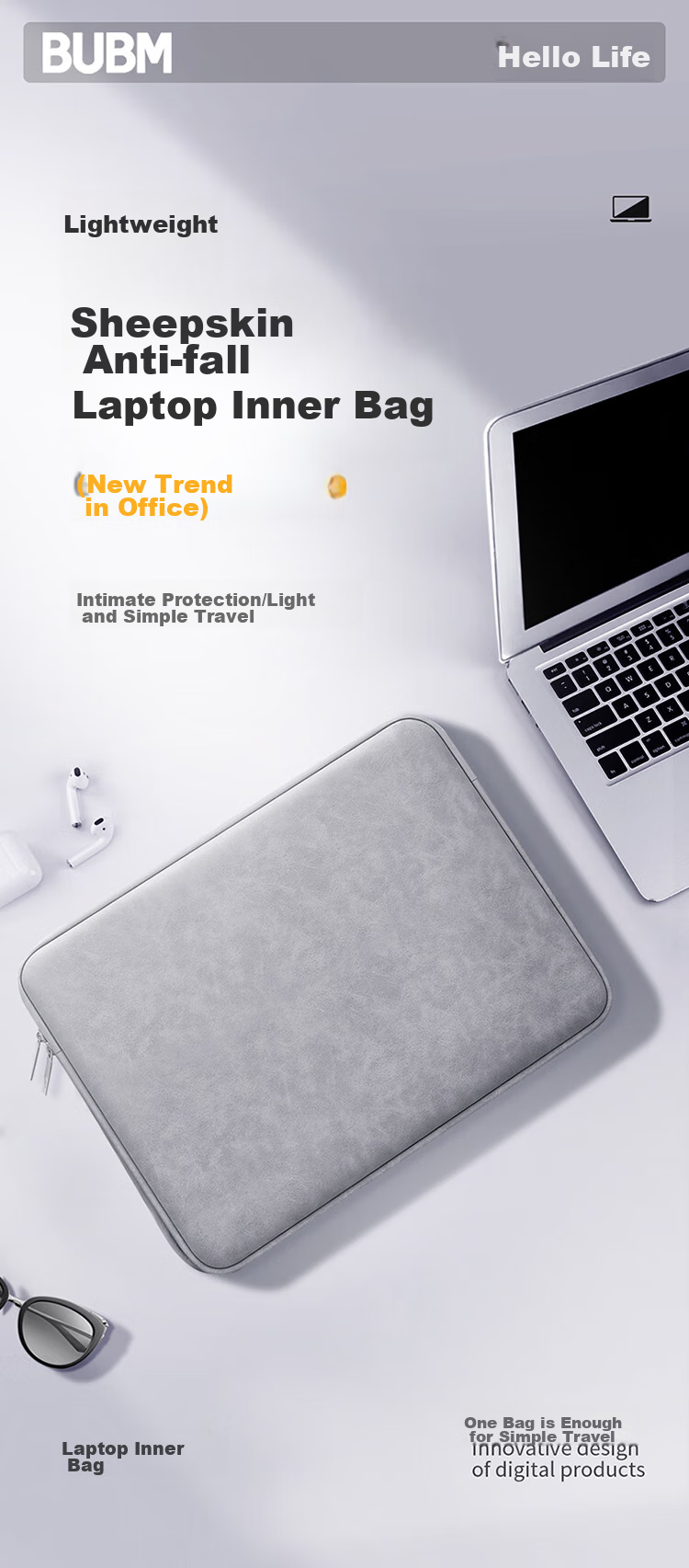 Biyoumei Laptop Sleeve, Tablet Case, Compatible with 14-Inch Apple, Huawei, Lenovo 1
