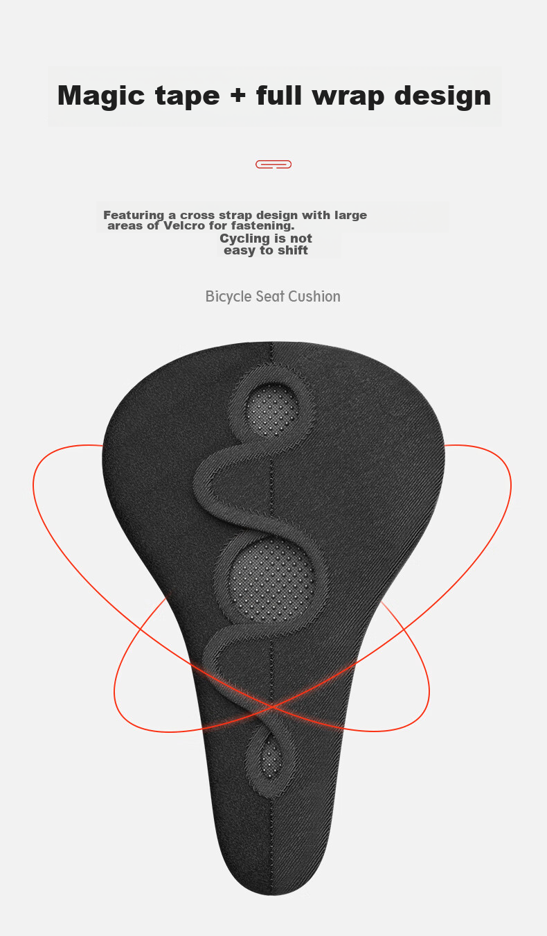 CAVALRY Bicycle Seat Cover, Thickened Silicone Mountain And Road Bike Saddle Cover, Foam Seat Cover, Cycling Equipment, Diagonal Striped 7