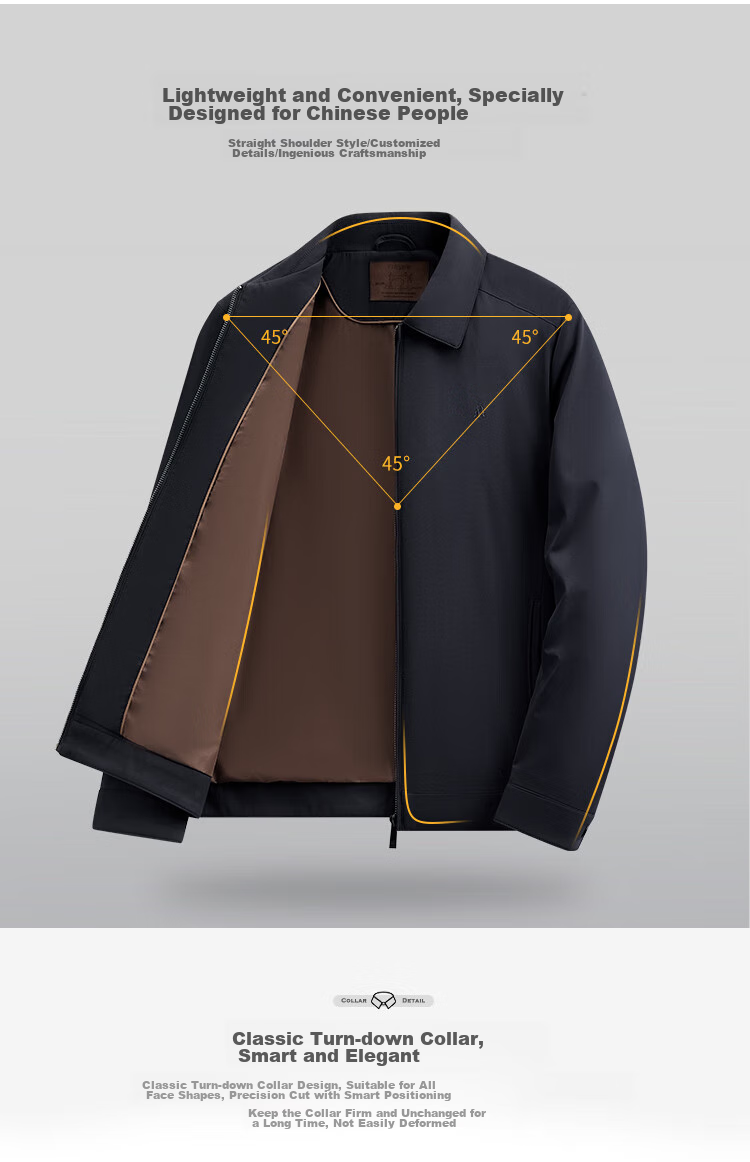 FIRS Men's Executive Jacket, Spring And Autumn Business Casual Commute Wear-Resistant Public Service Cadre Lapel Wrinkle-Resistant Top, Triple-Protection Coat 5