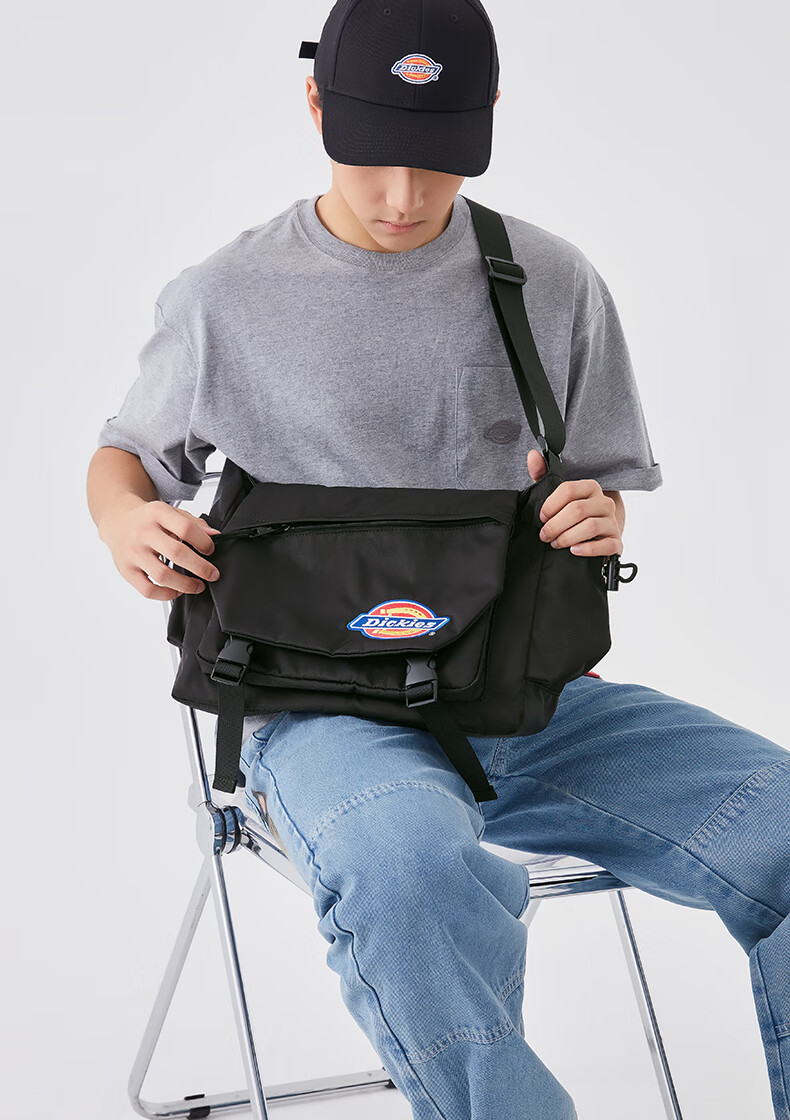 Dickies Men's Shoulder Bag, Large Capacity Casual Backpack, Lightweight Canvas Bag for College Students, Multifunctional Crossbody Bag with Shoulder Strap 17
