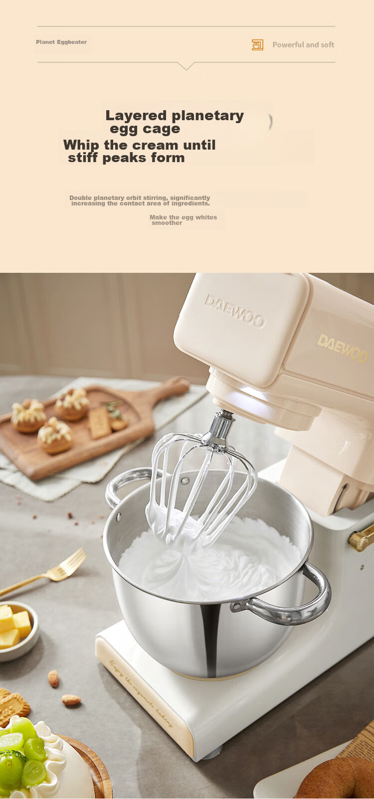 DAEWOO DY-CSJ05B White Household Small Fully Automatic Dough Mixer and Kneading Machine Chef Mixer Cooker 20
