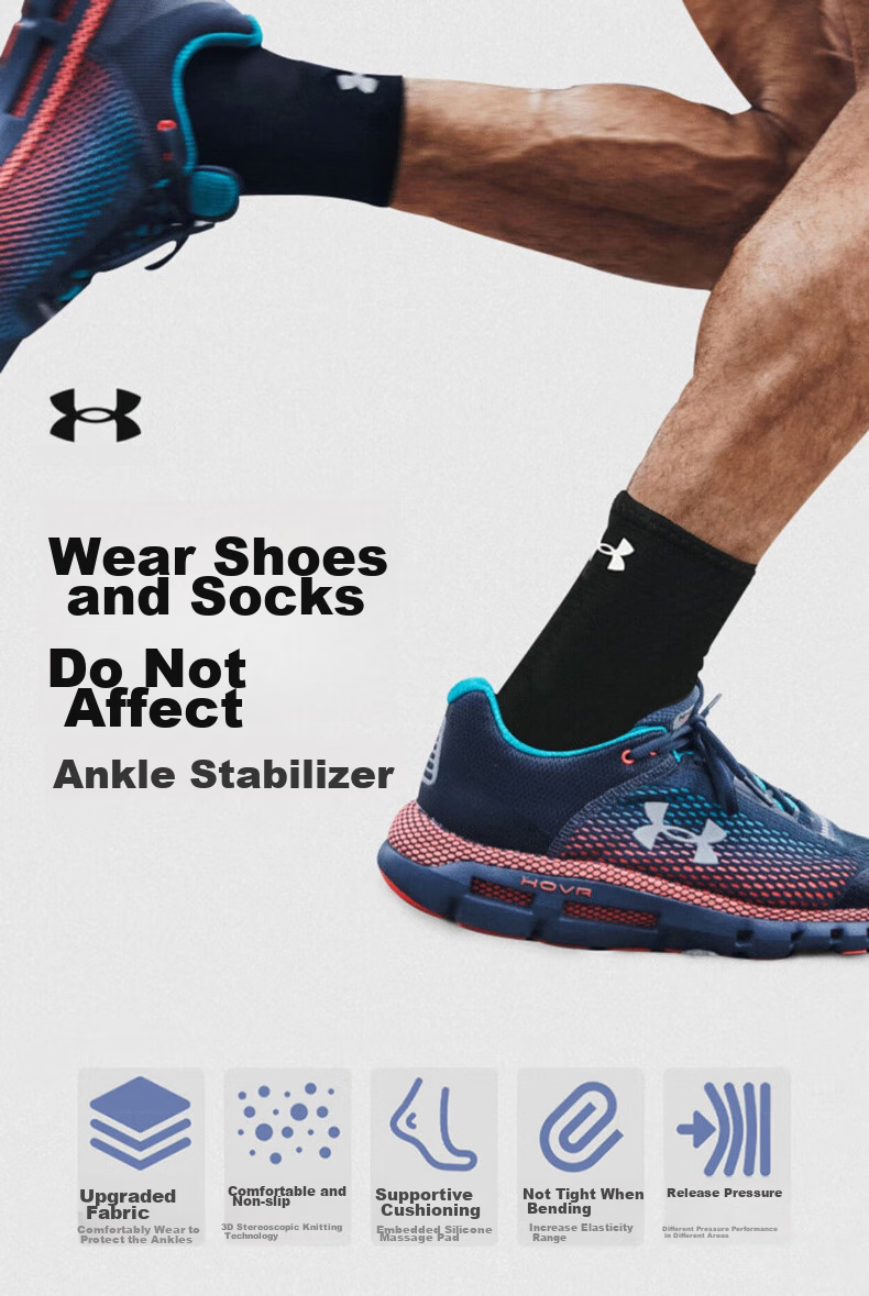 Under Armour Ankle Support Brace, Sports Warmth, Knee Joint Fixation Splint, Ankle Protector for Men And Women, Anti-Sprain Foot Guard, Black M 1