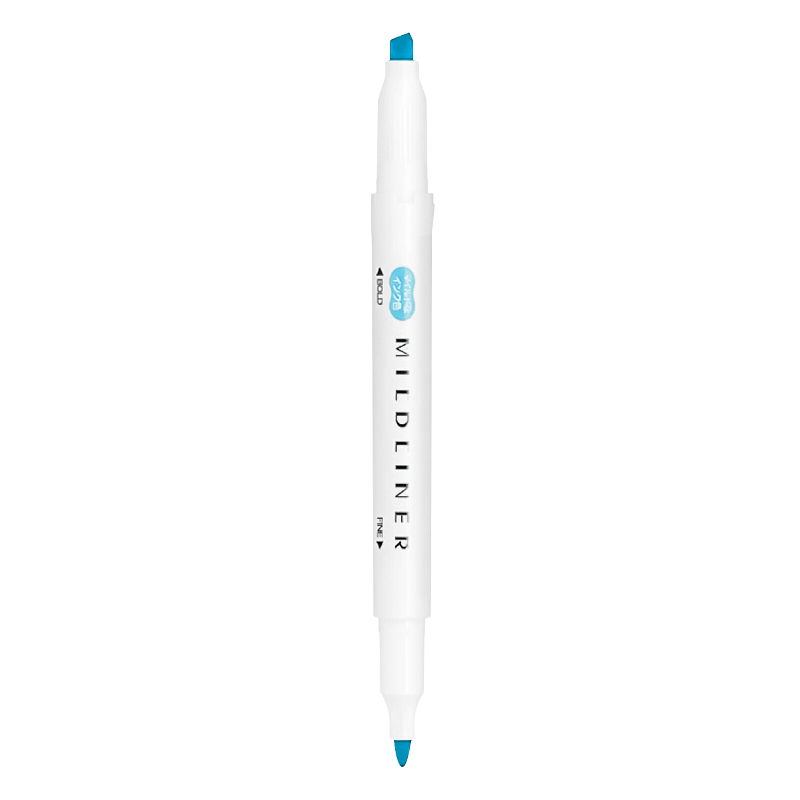 ZEBRA Double-Ended Soft Highlighter, Mildliner Series Single-Color Marking Pen, Student Marker, WKT7, Soft Blue