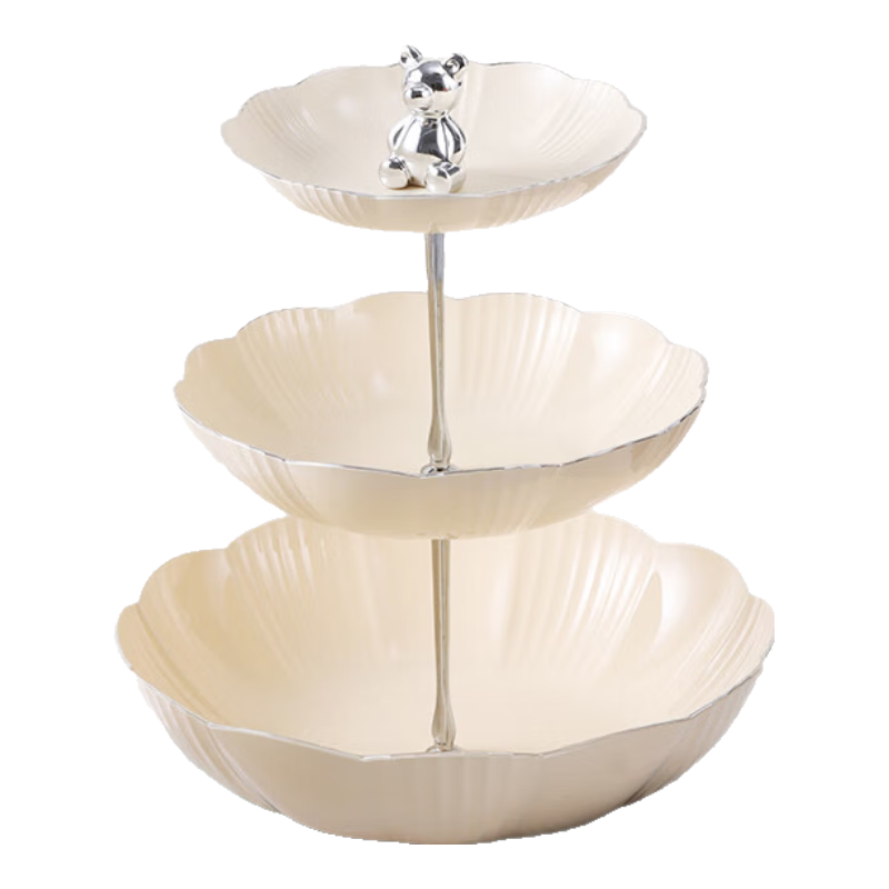 BJ [3-Tier] Light Luxury Fruit Plate, Living Room Coffee Table Snack Tray, Candy Dish, Dried Fruit And Pastry Stand, Dessert Table Serving Tray