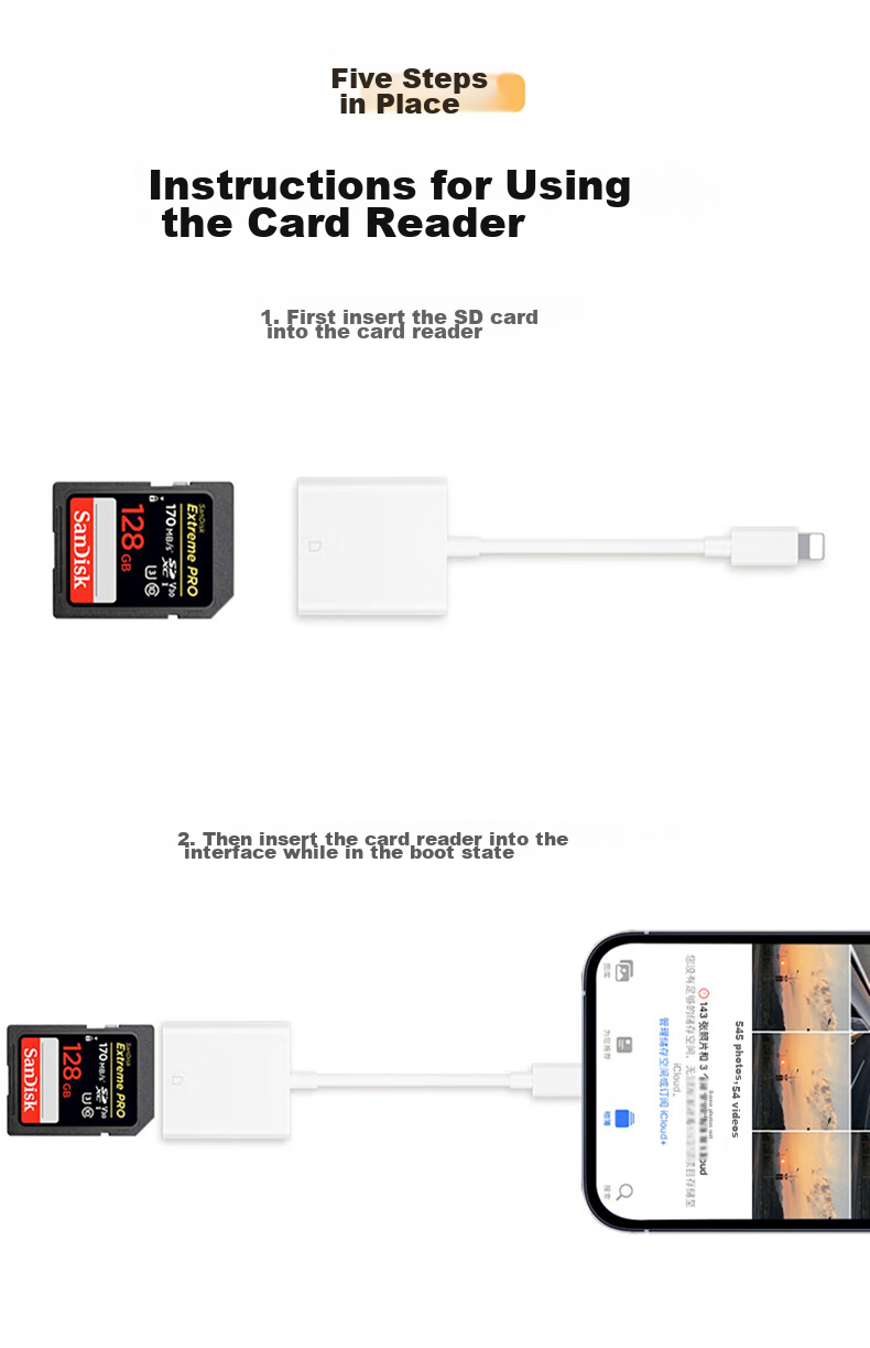 LinkStone Apple Phone Card Reader SD Card Camera Memory Card Storage Card Lightning Adapter Interface Compatible with IPhone13/14/iPad High-Speed Transfer 5